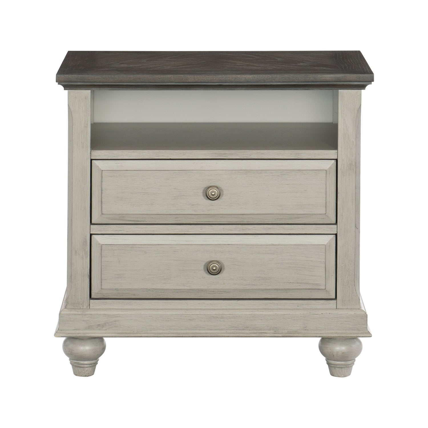 Mossbrook Dark Brown/Light Gray Night Stand - 1568-4 - Bien Home Furniture &amp; Electronics