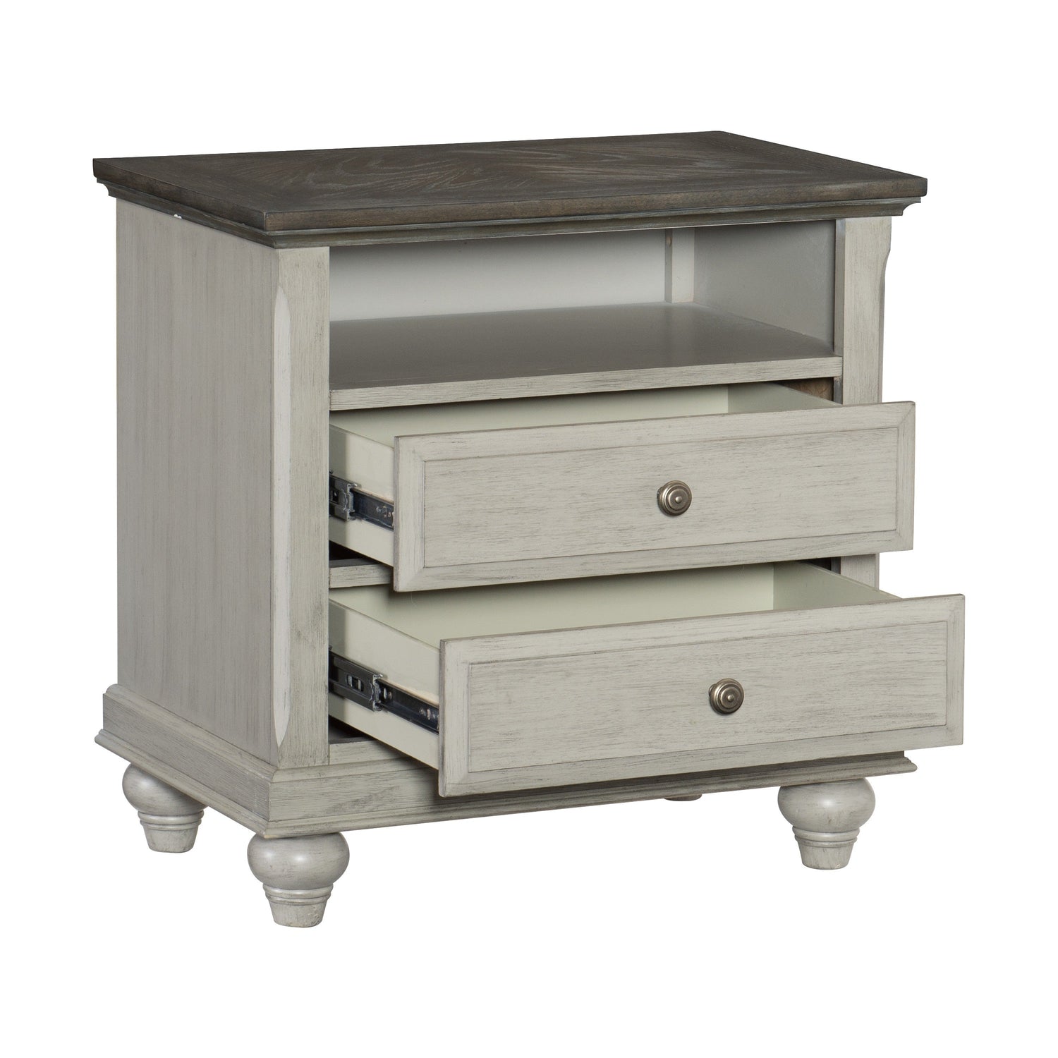 Mossbrook Dark Brown/Light Gray Night Stand - 1568-4 - Bien Home Furniture &amp; Electronics