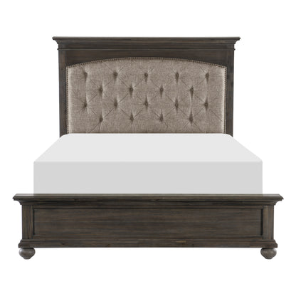 Motsinger Brown King Upholstered Panel Bed - SET | 1400K-1 | 1400K-2 | 1400-3 - Bien Home Furniture &amp; Electronics