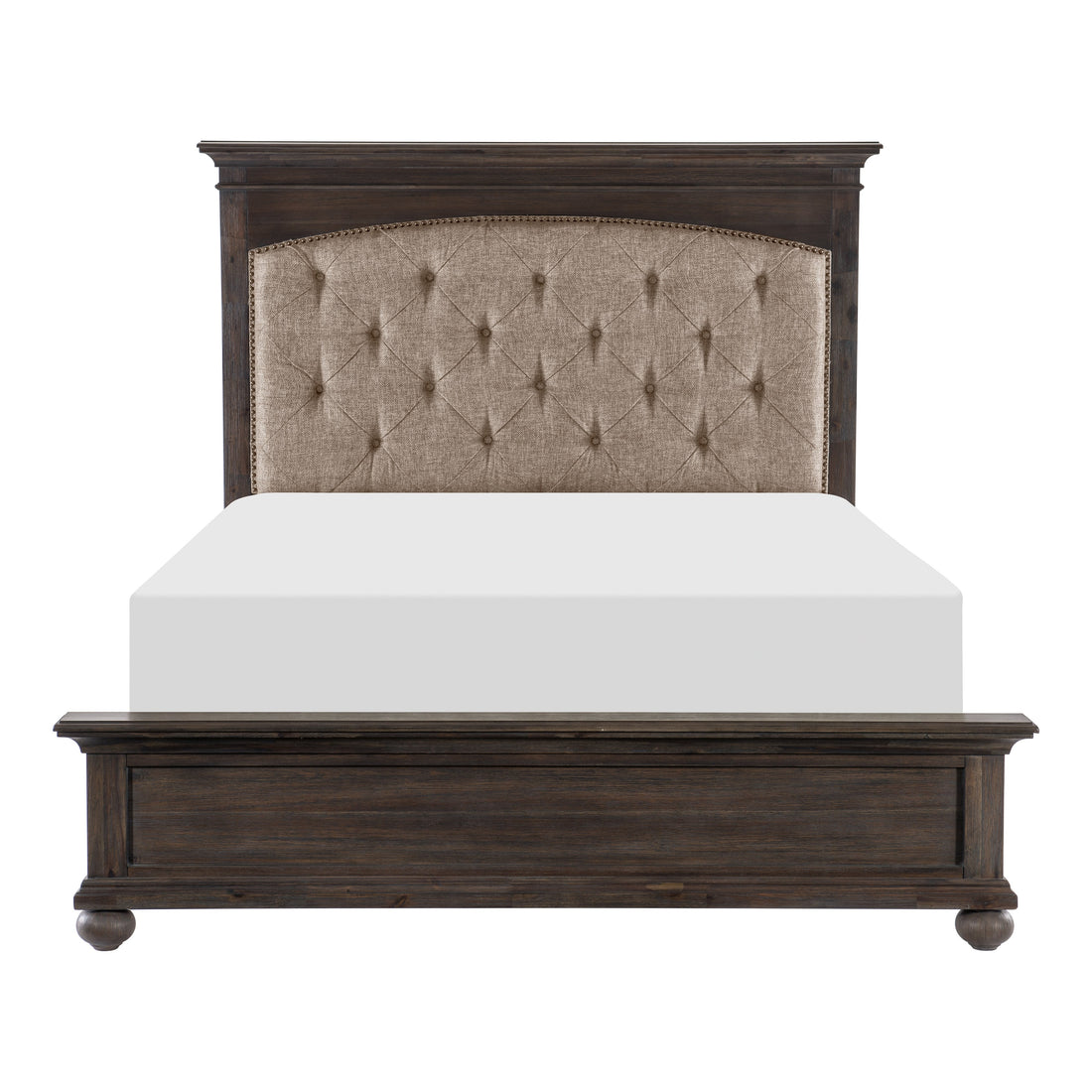 Motsinger Brown Queen Upholstered Panel Bed - SET | 1400-1 | 1400-2 | 1400-3 - Bien Home Furniture &amp; Electronics