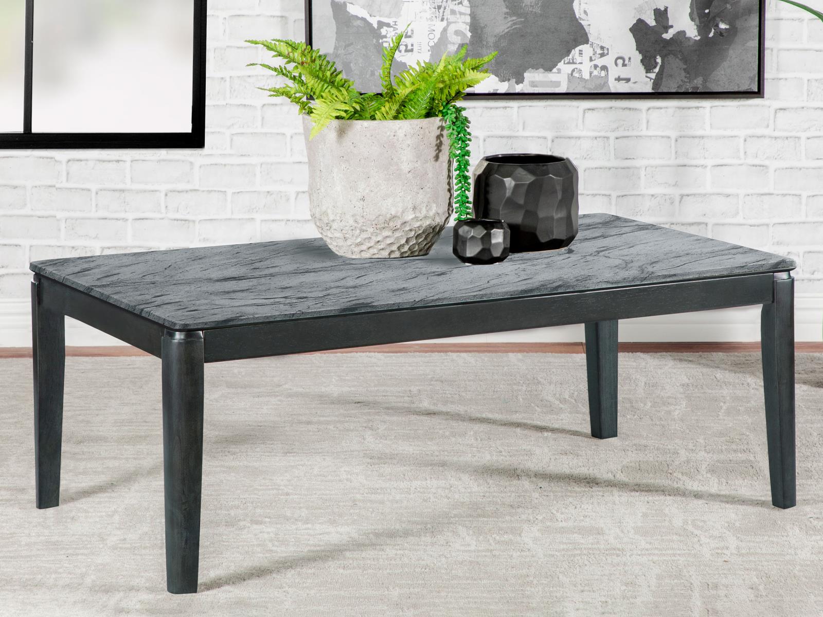 Mozzi Faux Gray Marble/Black Rectangular Coffee Table - 753518 - Bien Home Furniture &amp; Electronics