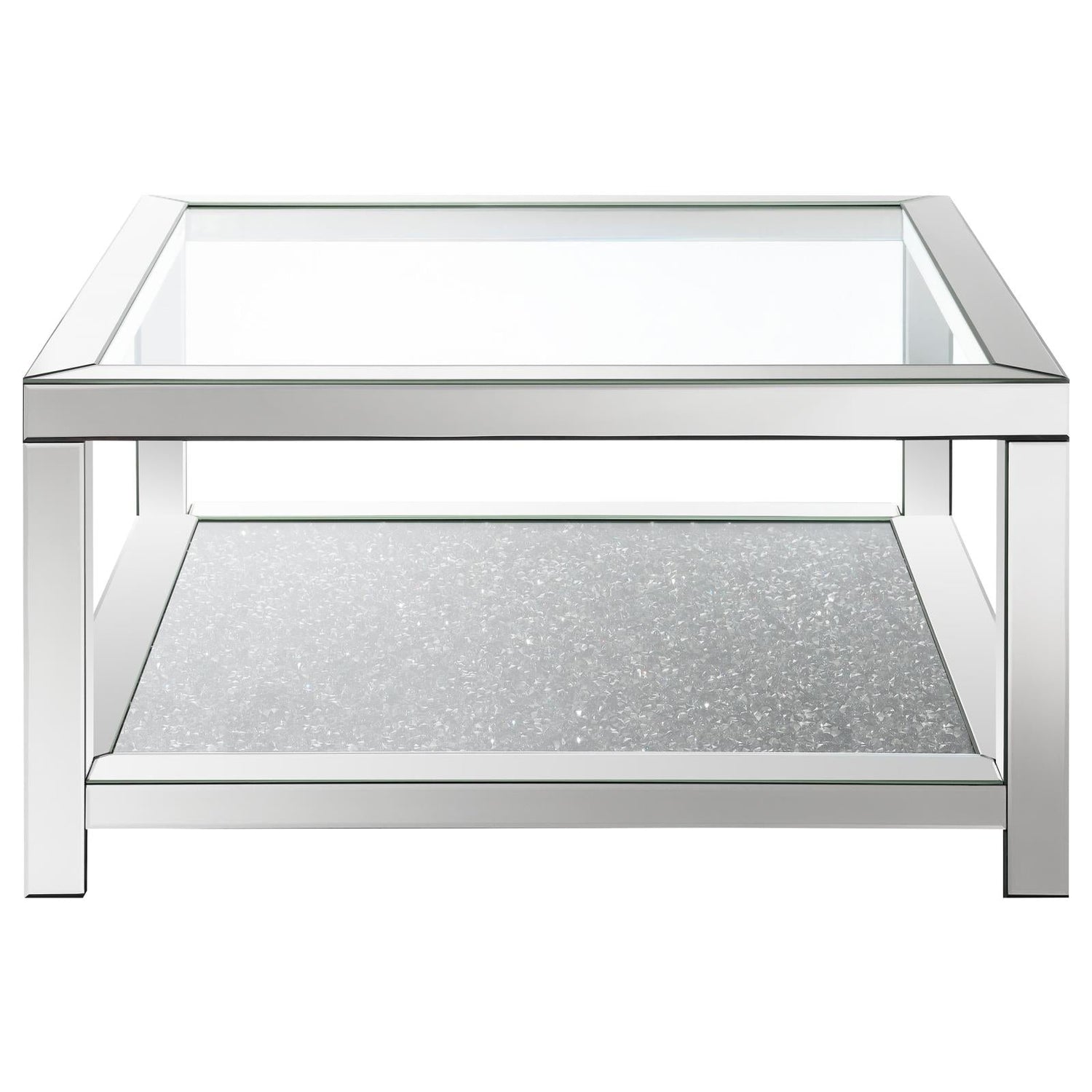 Mozzi Mirror Rectangular Coffee Table with Glass Top - 736218 - Bien Home Furniture &amp; Electronics