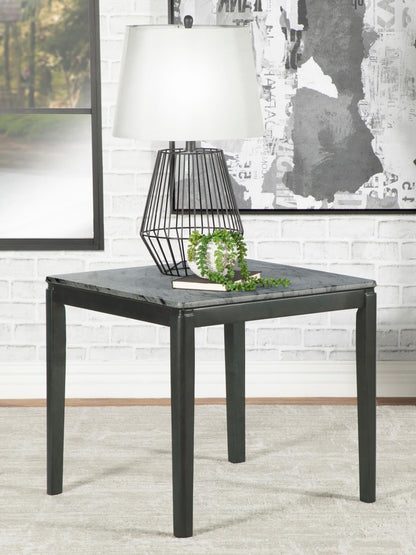 Mozzi Square End Table Faux Gray Marble/Black - 753517 - Bien Home Furniture &amp; Electronics