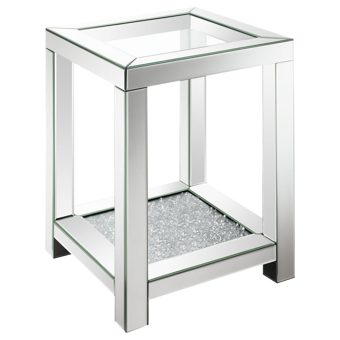Mozzi Square End Table with Glass Top Mirror - 736217 - Bien Home Furniture & Electronics