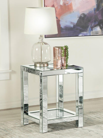 Mozzi Square End Table with Glass Top Mirror - 736217 - Bien Home Furniture &amp; Electronics