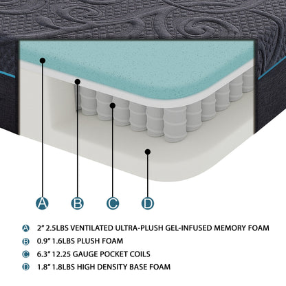 MT-H11F 11" Full Gel-Infused Memory Foam Hybrid Mattress - MT-H11F - Bien Home Furniture &amp; Electronics