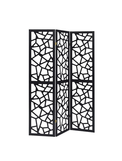 Nailan 3-Panel Open Mosaic Pattern Room Divider Black - 900092 - Bien Home Furniture &amp; Electronics
