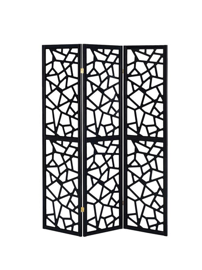 Nailan 3-Panel Open Mosaic Pattern Room Divider Black - 900092 - Bien Home Furniture &amp; Electronics