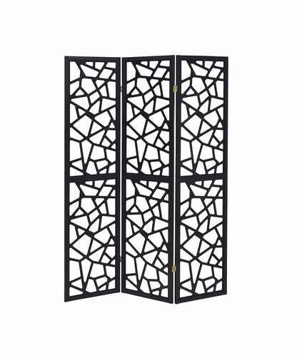 Nailan 3-Panel Open Mosaic Pattern Room Divider Black - 900092 - Bien Home Furniture &amp; Electronics