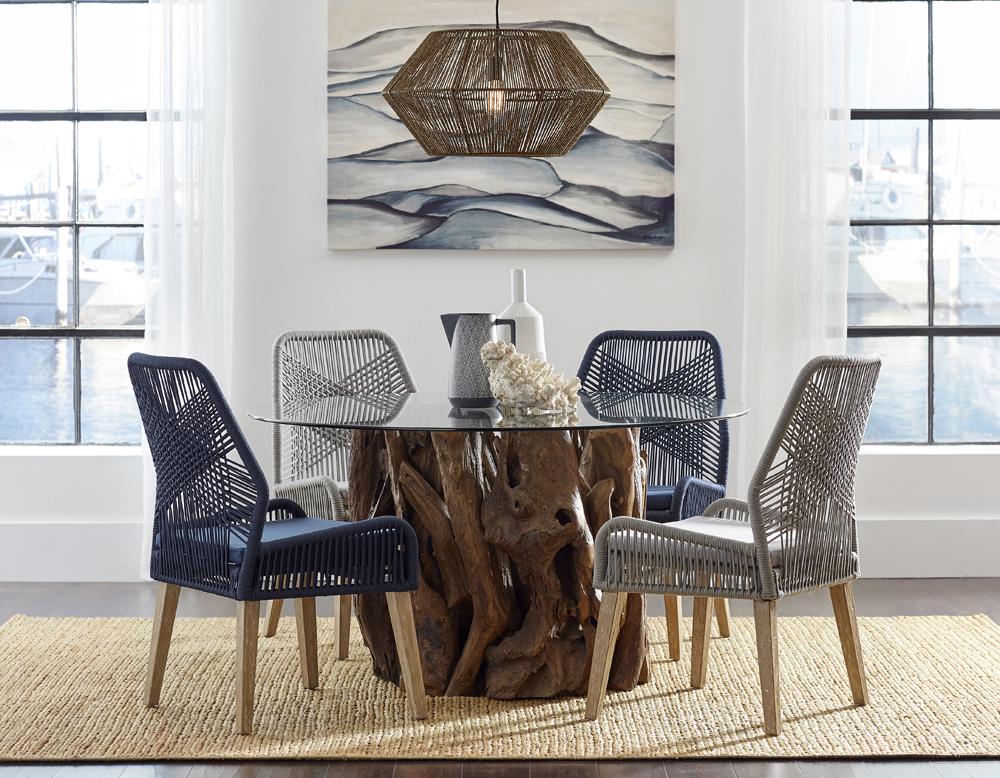 Nakia Dark Navy Woven Rope Dining Chairs, Set of 2 - 110034 - Bien Home Furniture &amp; Electronics