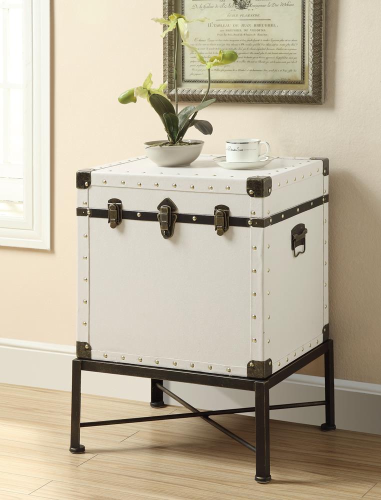 Nancy White Accent Cabinet with Nailhead Trim - 902819 - Bien Home Furniture &amp; Electronics