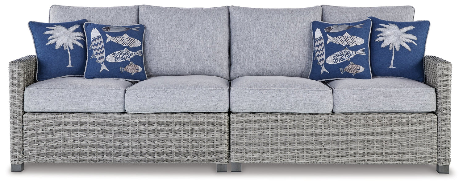 NAPLES BEACH Light Gray Outdoor Right and Left-arm Facing Loveseat with Cushion, Set of 2 - P439-854 - Bien Home Furniture &amp; Electronics