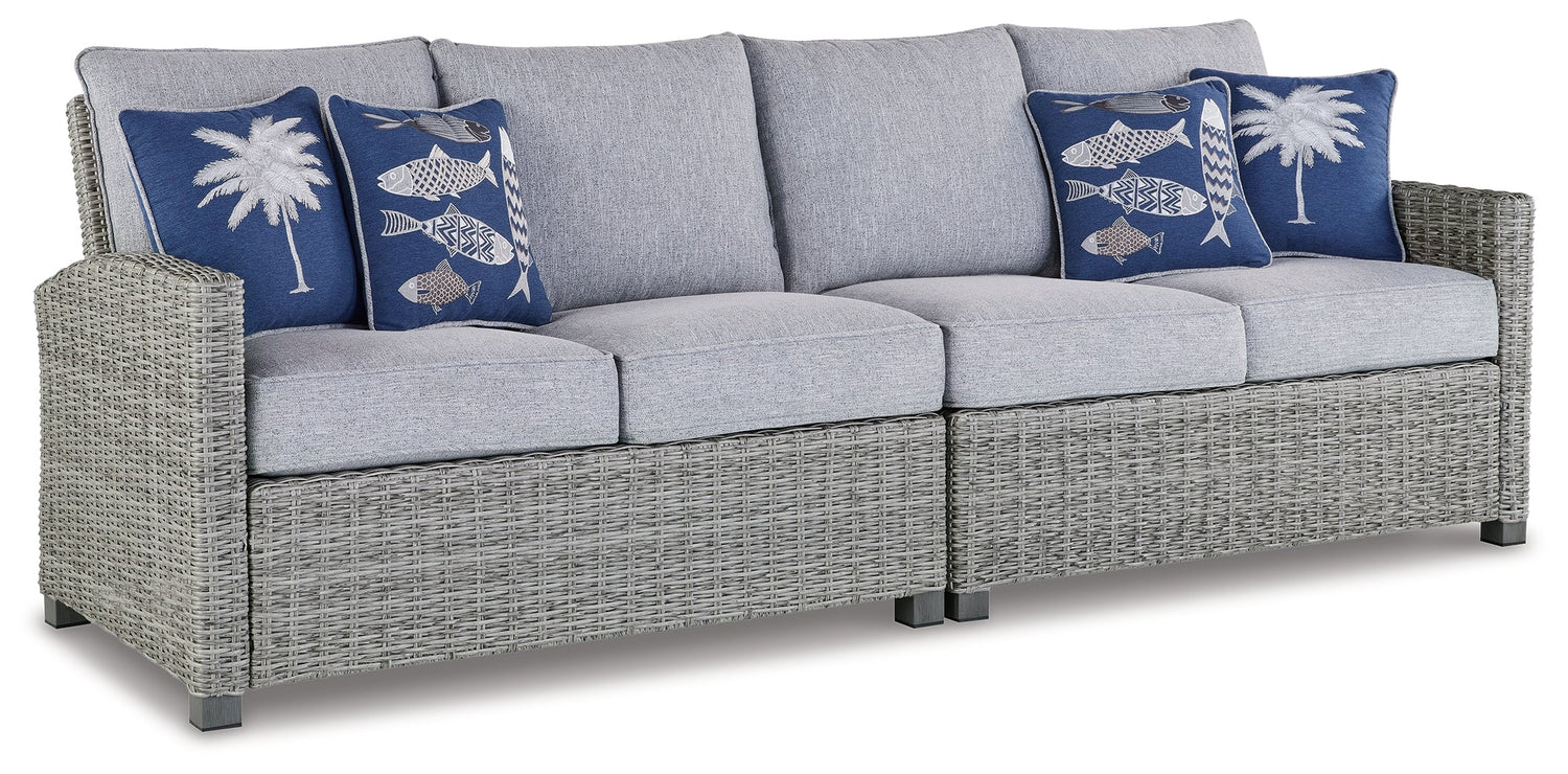 NAPLES BEACH Light Gray Outdoor Right and Left-arm Facing Loveseat with Cushion, Set of 2 - P439-854 - Bien Home Furniture &amp; Electronics