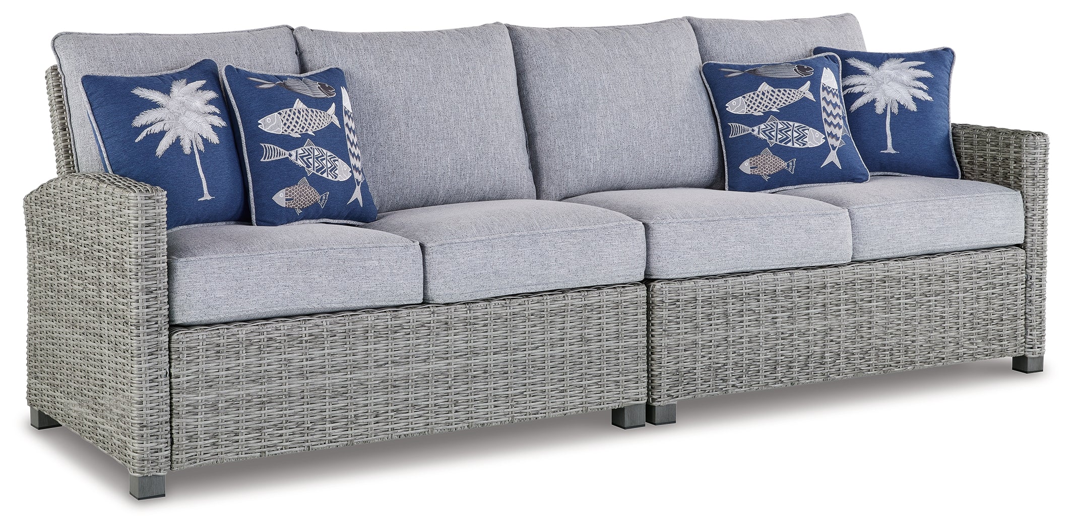 NAPLES BEACH Light Gray Outdoor Right and Left-arm Facing Loveseat with Cushion, Set of 2 - P439-854 - Bien Home Furniture &amp; Electronics