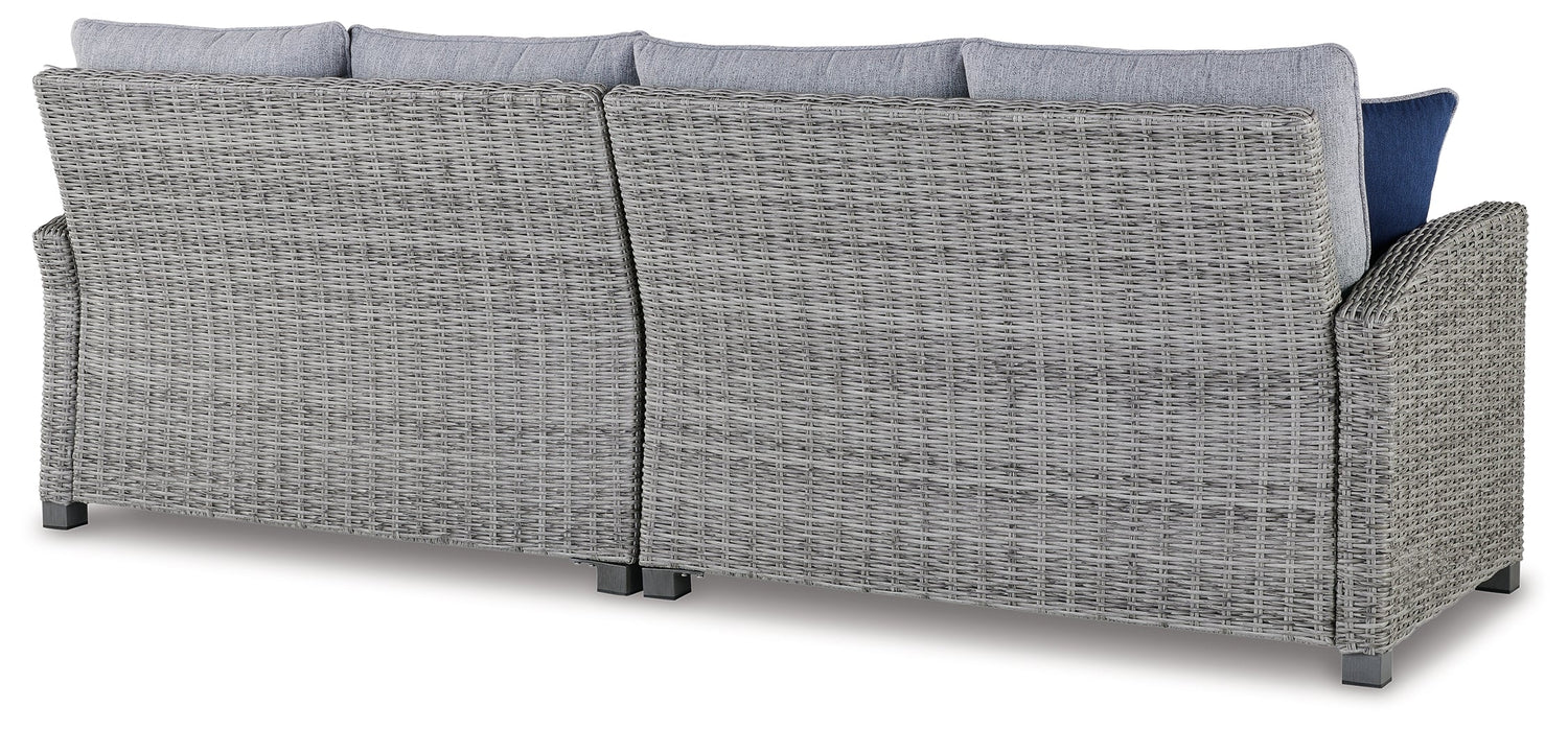 NAPLES BEACH Light Gray Outdoor Right and Left-arm Facing Loveseat with Cushion, Set of 2 - P439-854 - Bien Home Furniture &amp; Electronics