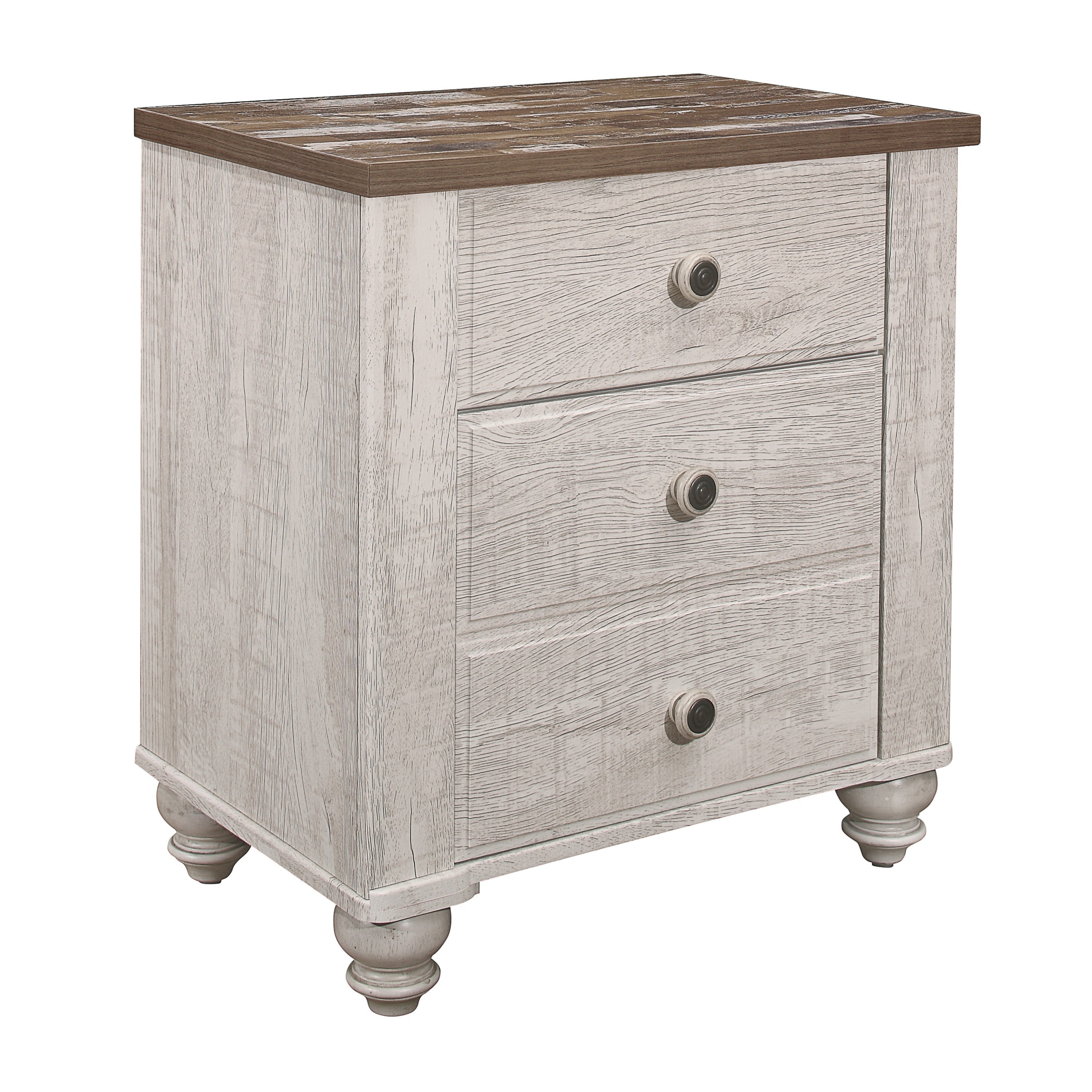 Nashville Antique White/Brown Nightstand - 1903-4 - Bien Home Furniture &amp; Electronics