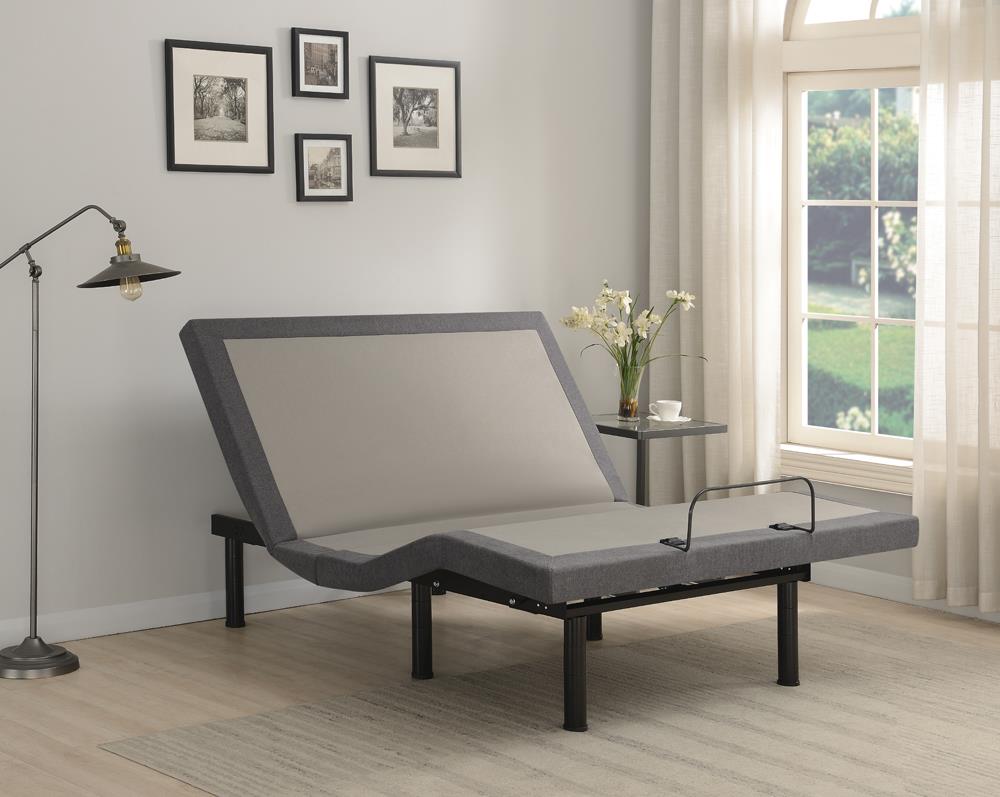 Negan Gray/Black Eastern King Adjustable Bed Base - 350132KE - Bien Home Furniture &amp; Electronics