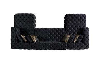 Neva Black Velvet Double Chaise Sectional - NEVABLACK-SEC - Bien Home Furniture &amp; Electronics