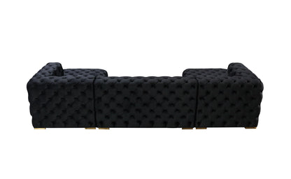 Neva Black Velvet Double Chaise Sectional - NEVABLACK-SEC - Bien Home Furniture &amp; Electronics