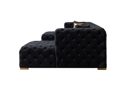 Neva Black Velvet Double Chaise Sectional - NEVABLACK-SEC - Bien Home Furniture &amp; Electronics