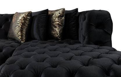 Neva Black Velvet Double Chaise Sectional - NEVABLACK-SEC - Bien Home Furniture &amp; Electronics