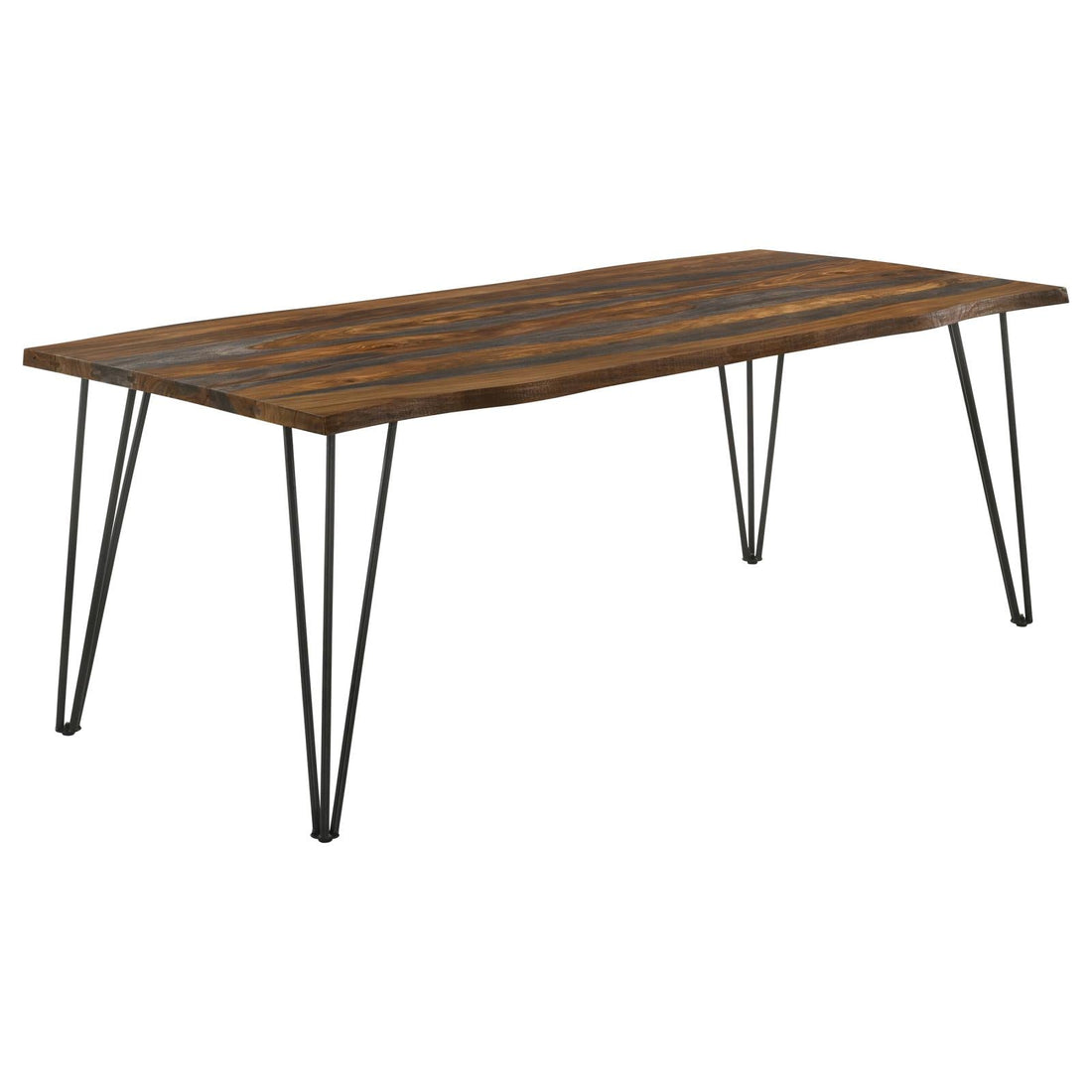 Neve Sheesham Gray/Gunmetal Live-edge Dining Table with Hairpin Legs - 193861 - Bien Home Furniture & Electronics