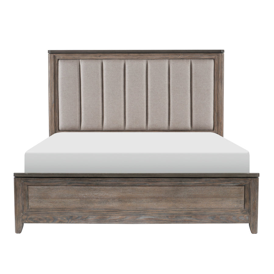 Newell Light Brown King Upholstered Panel Bed - SET | 1412K-1 | 1412K-2 | 1412-3 - Bien Home Furniture &amp; Electronics