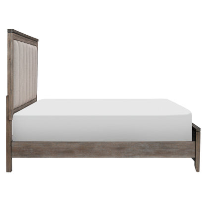Newell Light Brown Queen Upholstered Panel Bed - SET | 1412-1 | 1412-2 | 1412-3 - Bien Home Furniture &amp; Electronics