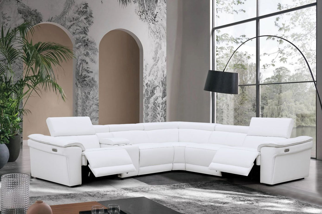 NEWYORK WHITE - LEATHER Power Reclining Sectional - NEWYORK WHITE - Bien Home Furniture &amp; Electronics