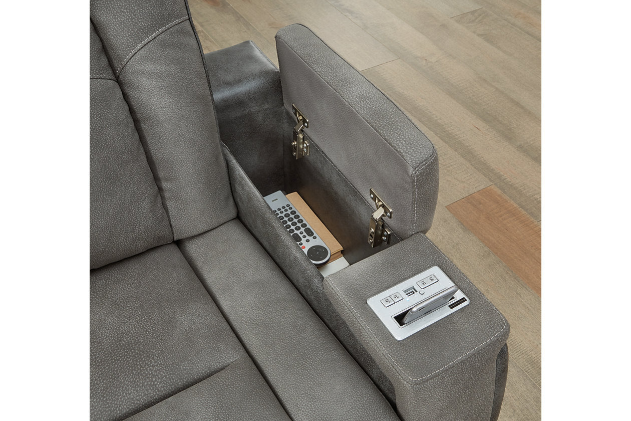 Next-Gen DuraPella Slate Power Reclining Loveseat with Console - 2200418 - Bien Home Furniture &amp; Electronics