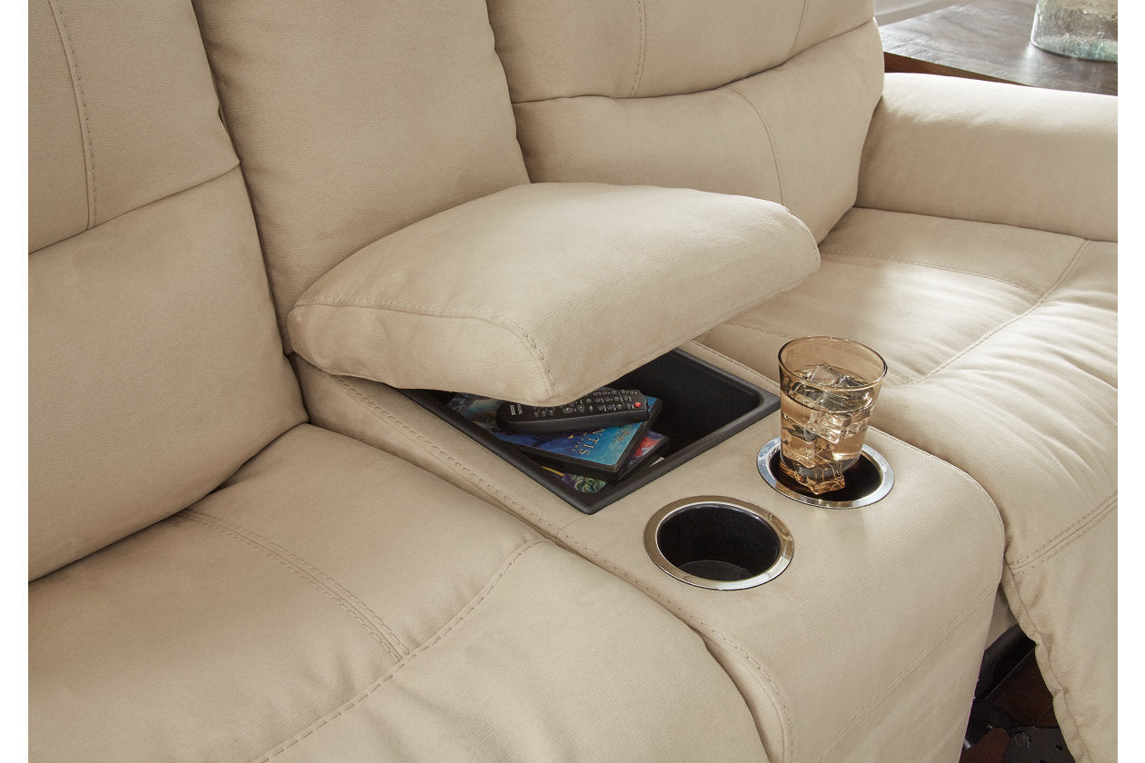Next-Gen Gaucho Latte Power Reclining Loveseat with Console - 6080718 - Bien Home Furniture &amp; Electronics