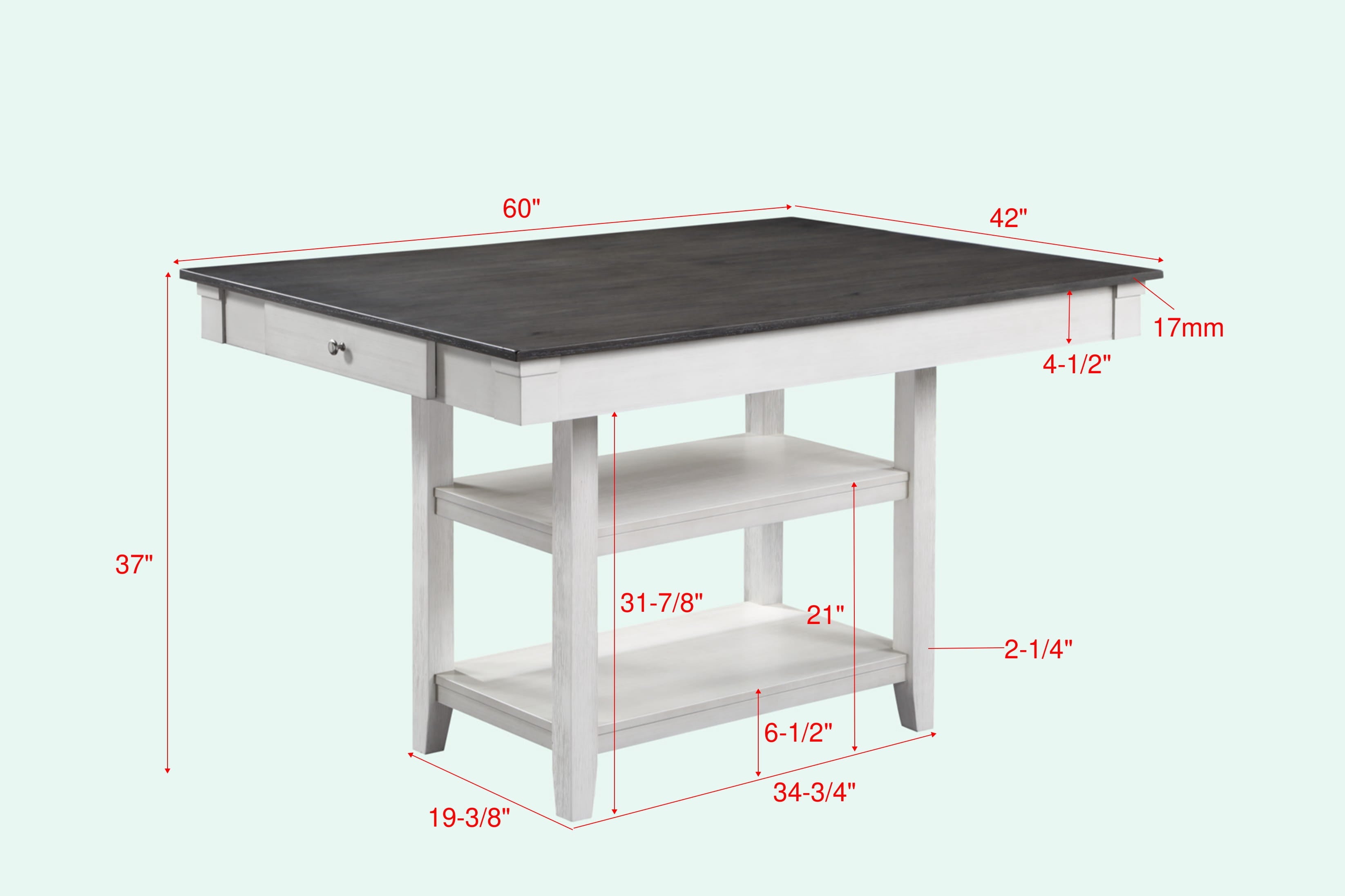 Nina Chalk/Gray Counter Height Set - SET | 2715CG-T-4260 | 2715CG-T-SHELF | 2715CG-S-24(2) - Bien Home Furniture &amp; Electronics