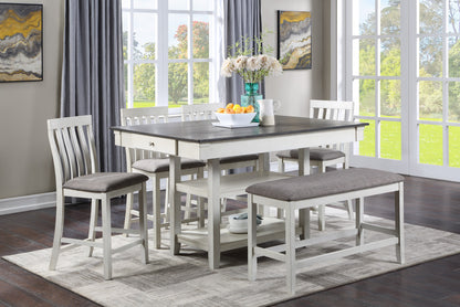 Nina Chalk/Gray Counter Height Table - SET | 2715CG-T-4260 | 2715CG-T-SHELF - Bien Home Furniture &amp; Electronics