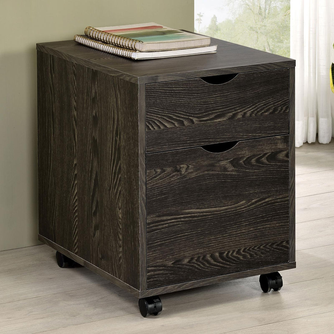 Noorvik 2-Drawer Mobile File Cabinet Dark Oak - 881572 - Bien Home Furniture &amp; Electronics