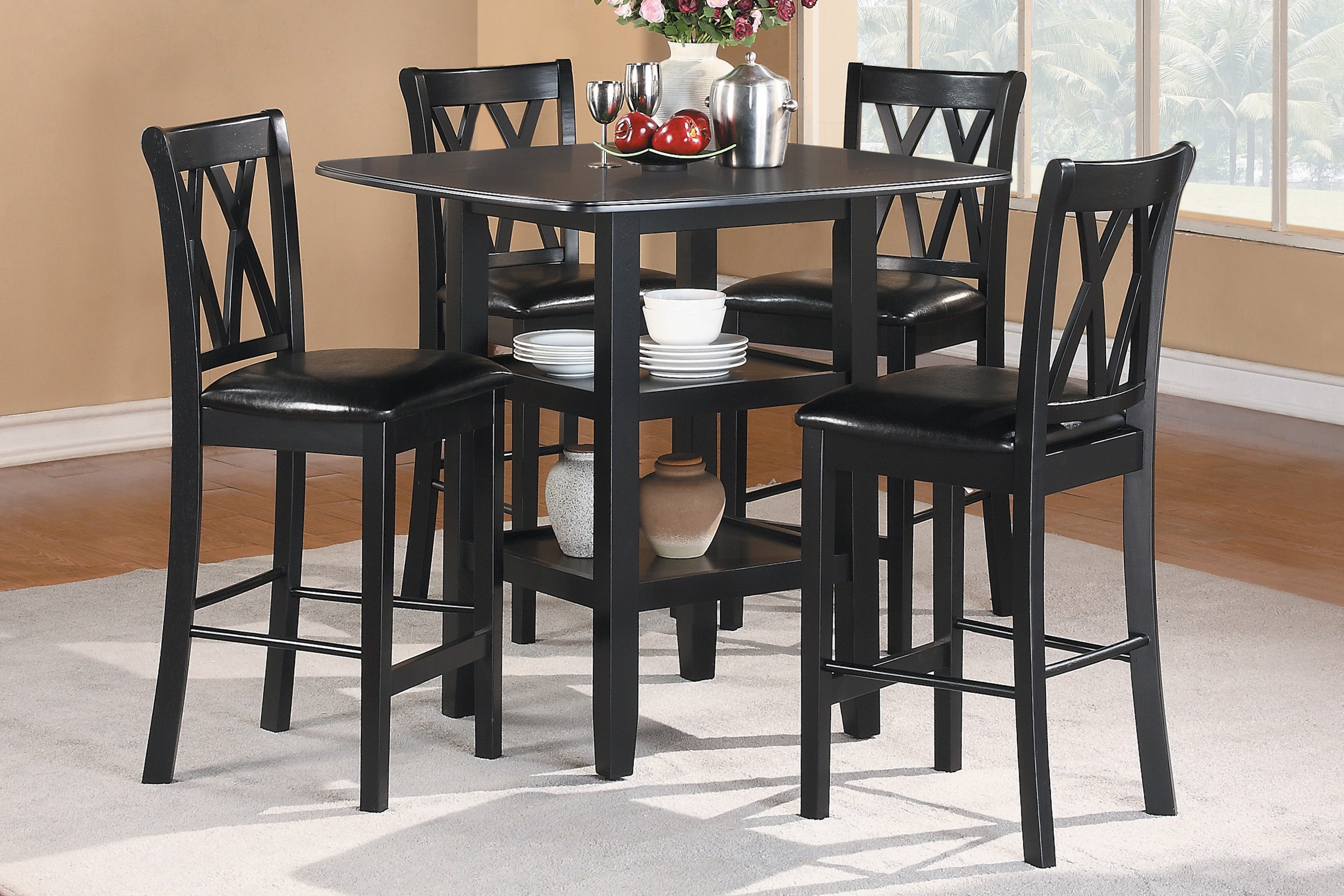 Norman Black 5-Piece Counter Height Set - 2514BK-36 - Bien Home Furniture &amp; Electronics