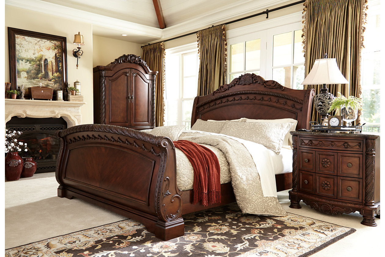 North Shore Dark Brown King Sleigh Bed - SET | B553-76 | B553-78 | B553-79 - Bien Home Furniture &amp; Electronics