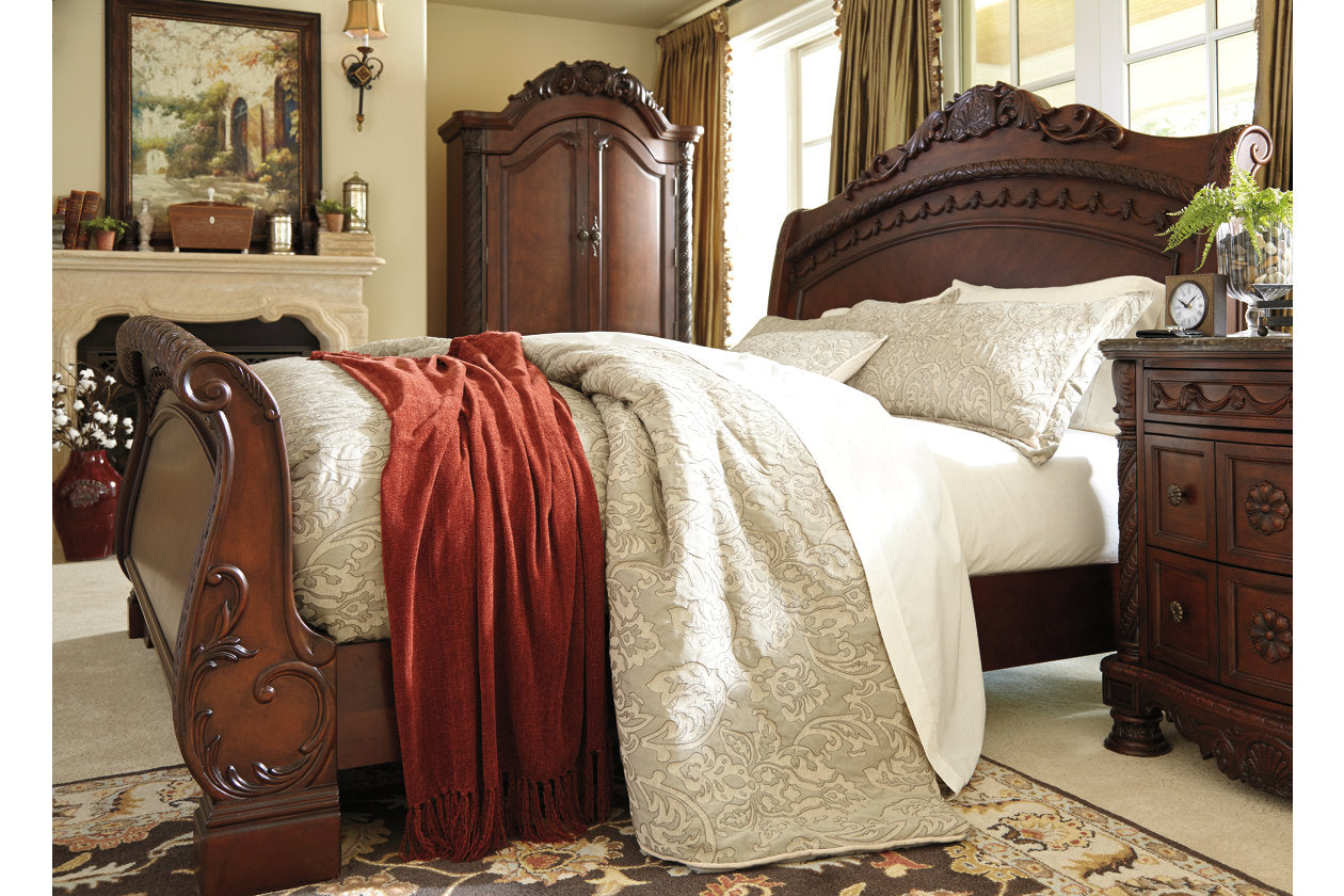 North Shore Dark Brown King Sleigh Bed - SET | B553-76 | B553-78 | B553-79 - Bien Home Furniture &amp; Electronics