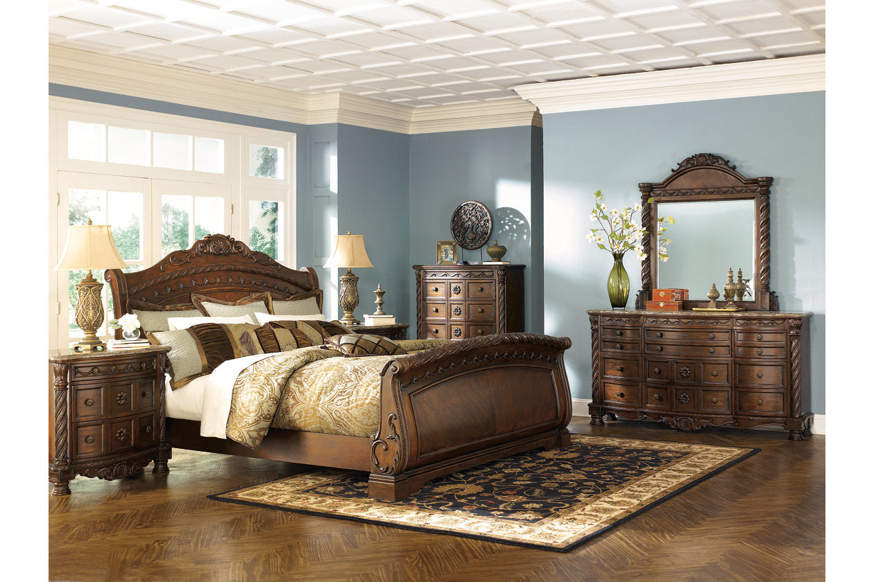 North Shore Dark Brown King Sleigh Bed - SET | B553-76 | B553-78 | B553-79 - Bien Home Furniture &amp; Electronics