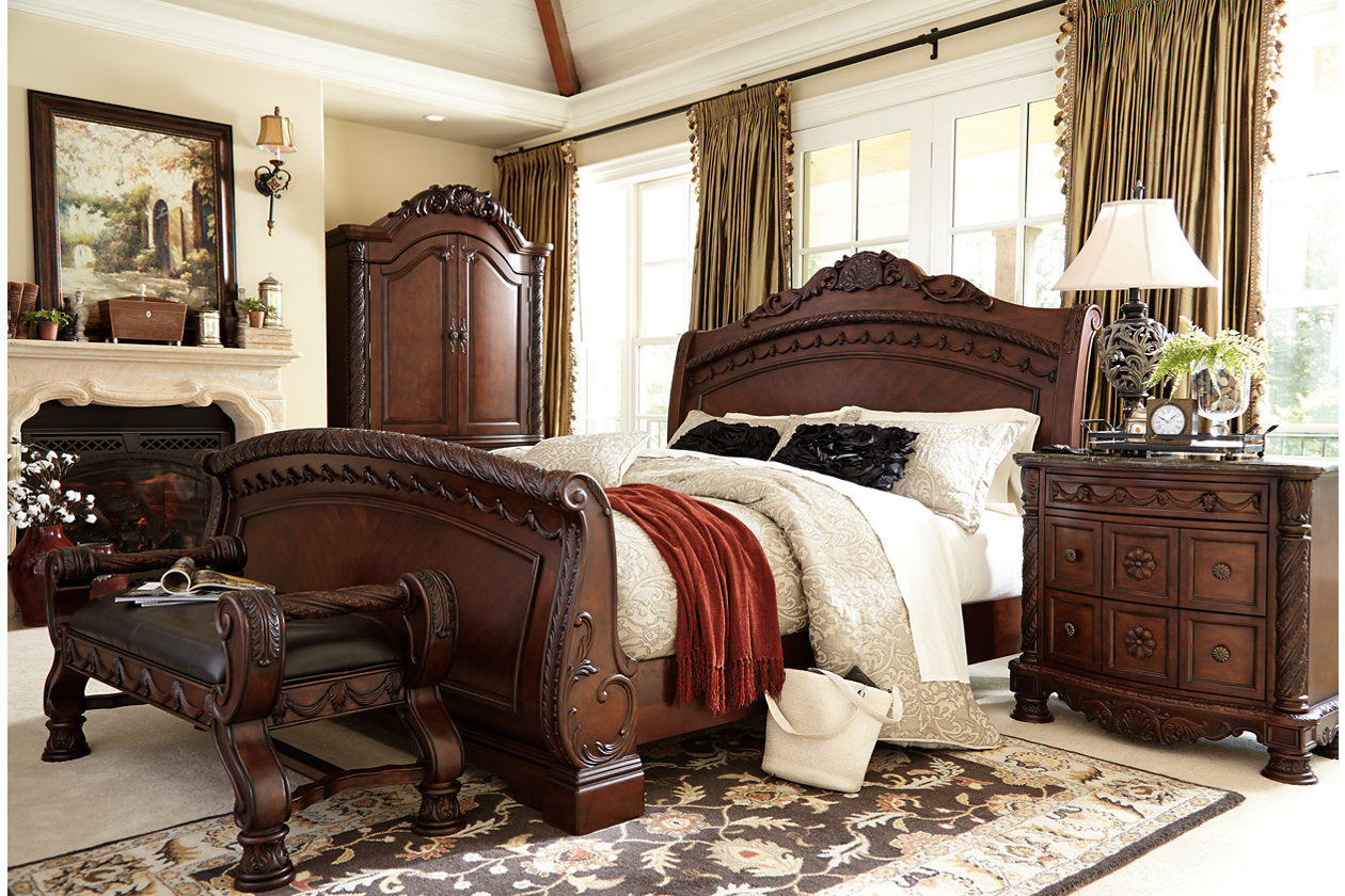 North Shore Dark Brown Queen Sleigh Bed - SET | B553-74 | B553-75 | B553-77 - Bien Home Furniture &amp; Electronics