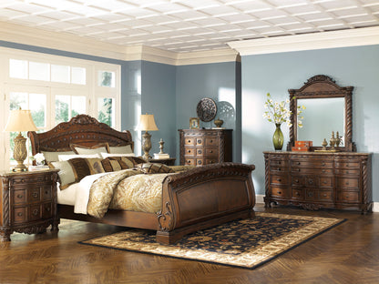 North Shore Dark Brown Sleigh Bedroom Set - SET | B553-76 | B553-78 | B553-79 | B553-193 | B553-46 - Bien Home Furniture &amp; Electronics