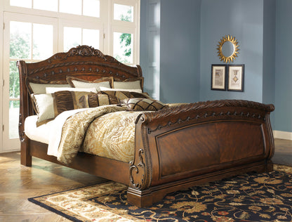 North Shore Dark Brown Sleigh Bedroom Set - SET | B553-76 | B553-78 | B553-79 | B553-193 | B553-46 - Bien Home Furniture &amp; Electronics
