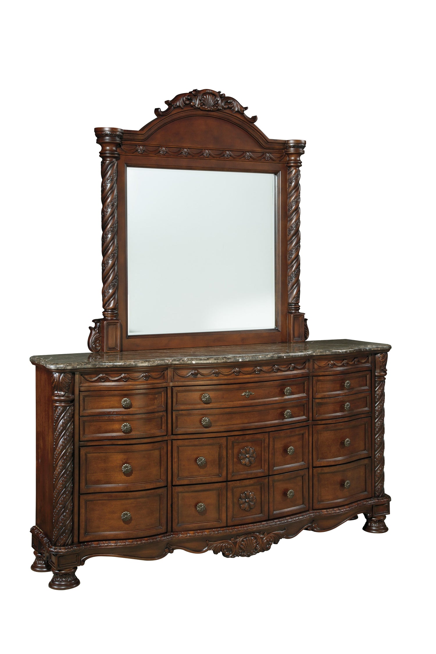 North Shore Dark Brown Sleigh Bedroom Set - SET | B553-76 | B553-78 | B553-79 | B553-193 | B553-46 - Bien Home Furniture &amp; Electronics