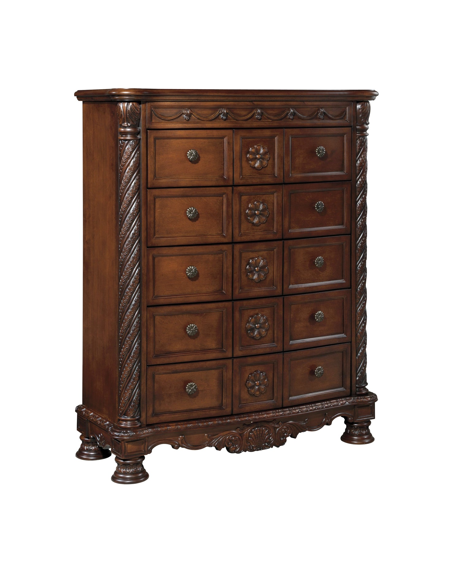 North Shore Dark Brown Sleigh Bedroom Set - SET | B553-76 | B553-78 | B553-79 | B553-193 | B553-46 - Bien Home Furniture &amp; Electronics