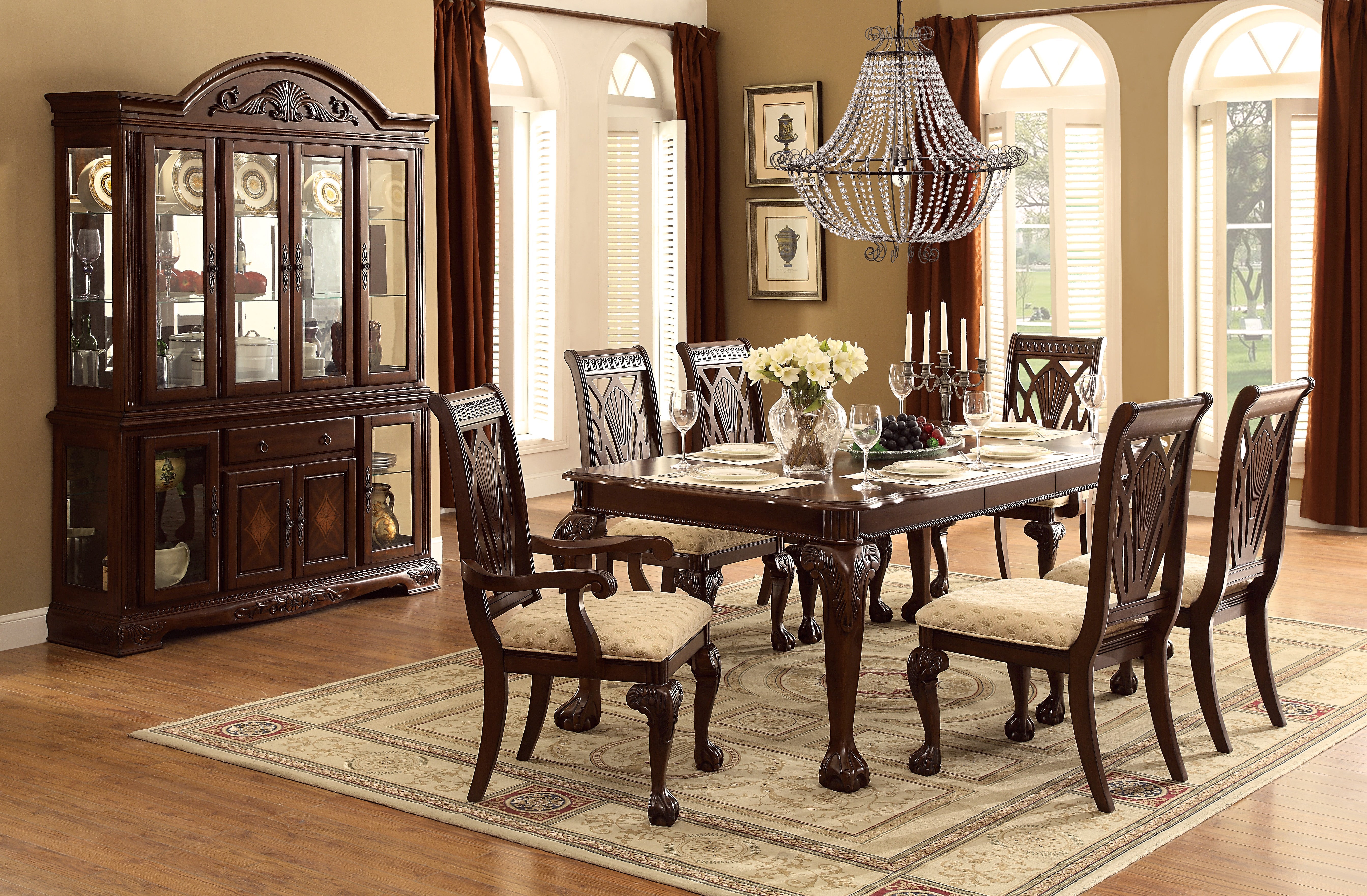 Cherry dining room set best sale with hutch