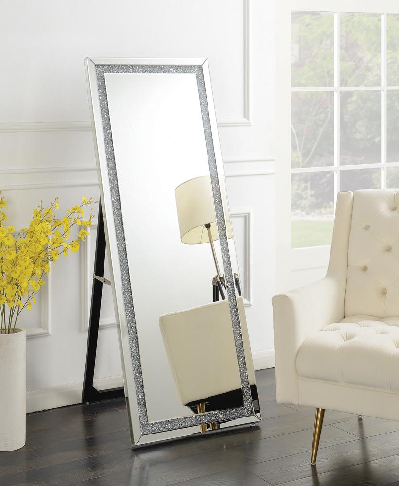 Novak Silver Rectangular Cheval Floor Mirror - 961421 - Bien Home Furniture &amp; Electronics