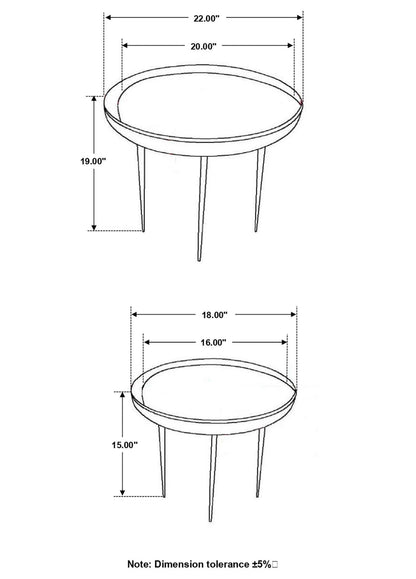 Nuala 2-Piece Round Nesting Table with Tripod Tapered Legs Honey/Black - 935984 - Bien Home Furniture &amp; Electronics