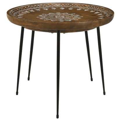 Nuala 2-Piece Round Nesting Table with Tripod Tapered Legs Honey/Black - 935984 - Bien Home Furniture &amp; Electronics