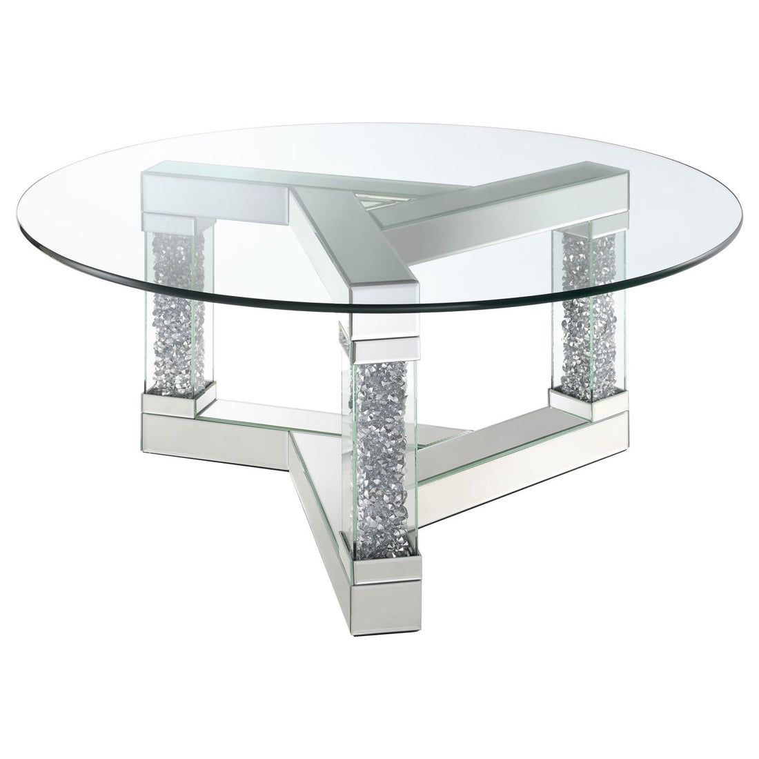 Octave Mirror Square Post Legs Round Coffee Table - 708428 - Bien Home Furniture &amp; Electronics