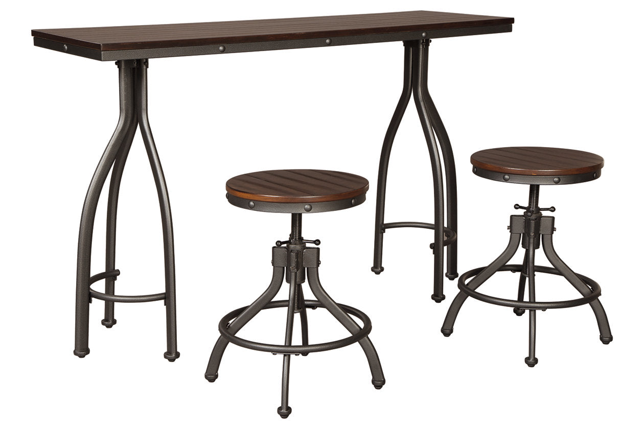 Odium Rustic Brown 3-Piece Counter Height Set - D284-113 - Bien Home Furniture &amp; Electronics