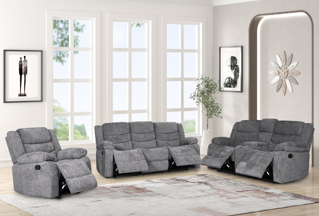 Oliver Charcoal 3pc Reclining Set - Oliver Charcoal - Bien Home Furniture &amp; Electronics